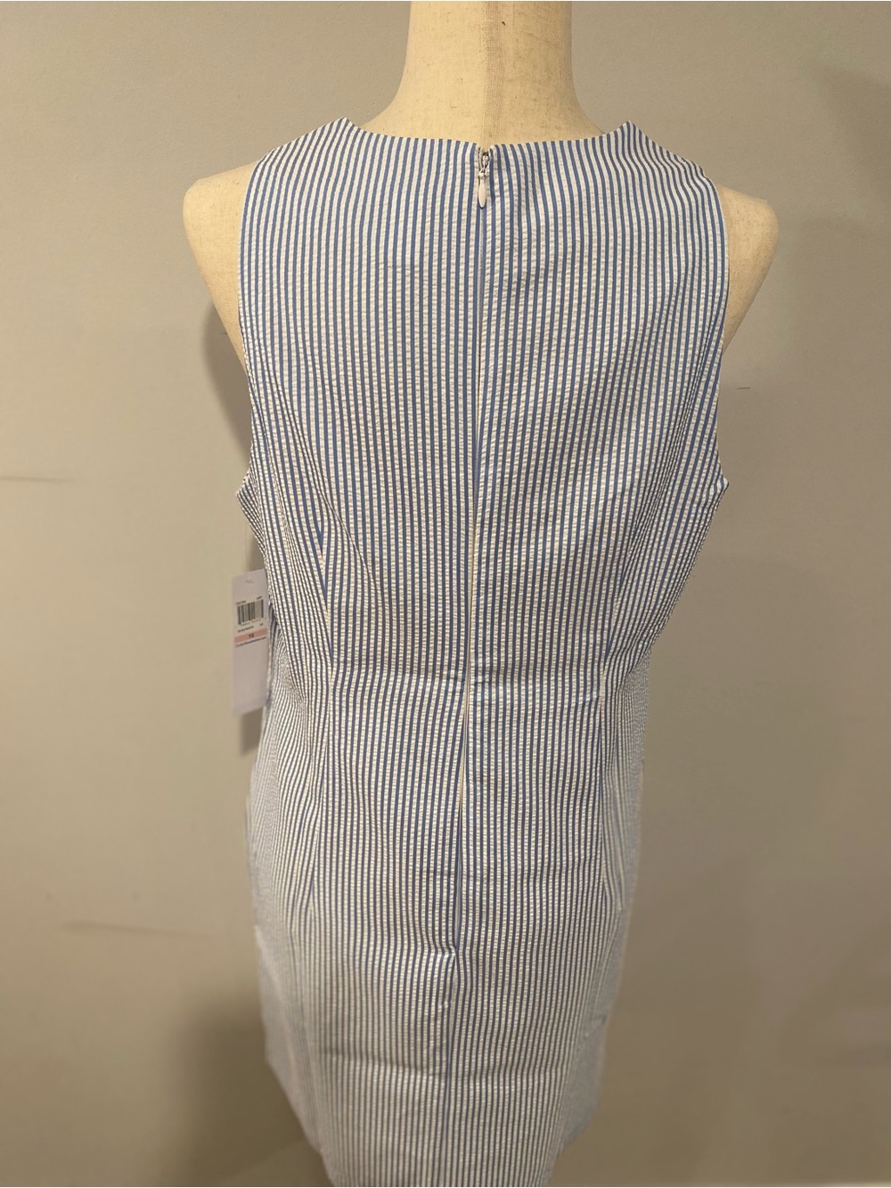 London Times Blue and White Striped Lace-Trim Shift Dress - Picture 2 of 4